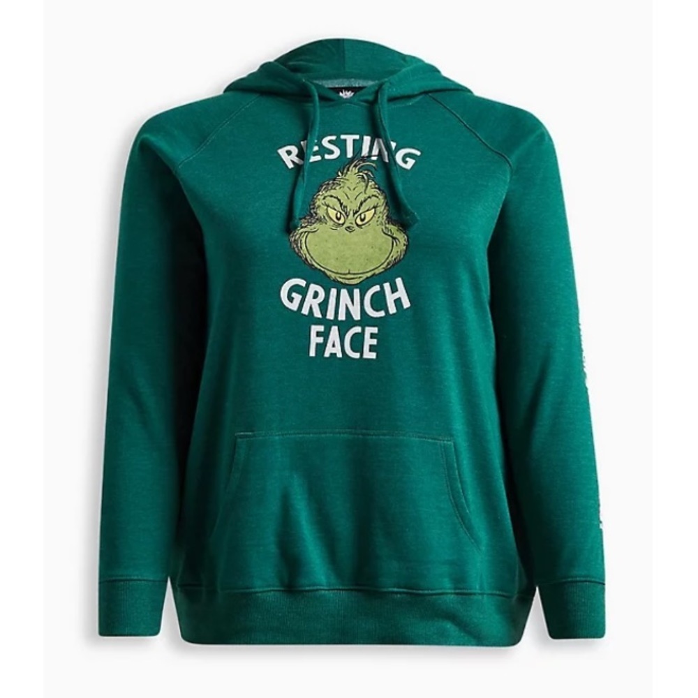 TORRID NWT RESTING GRINCH FACE COZY FLEECE HOODIE